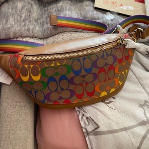 Large Rainbow Coach Fanny Pack